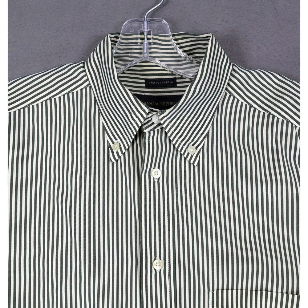 Banana Republic Shirt Mens Medium Striped Vintage Green Vertical Retro Y2K‎ 90s